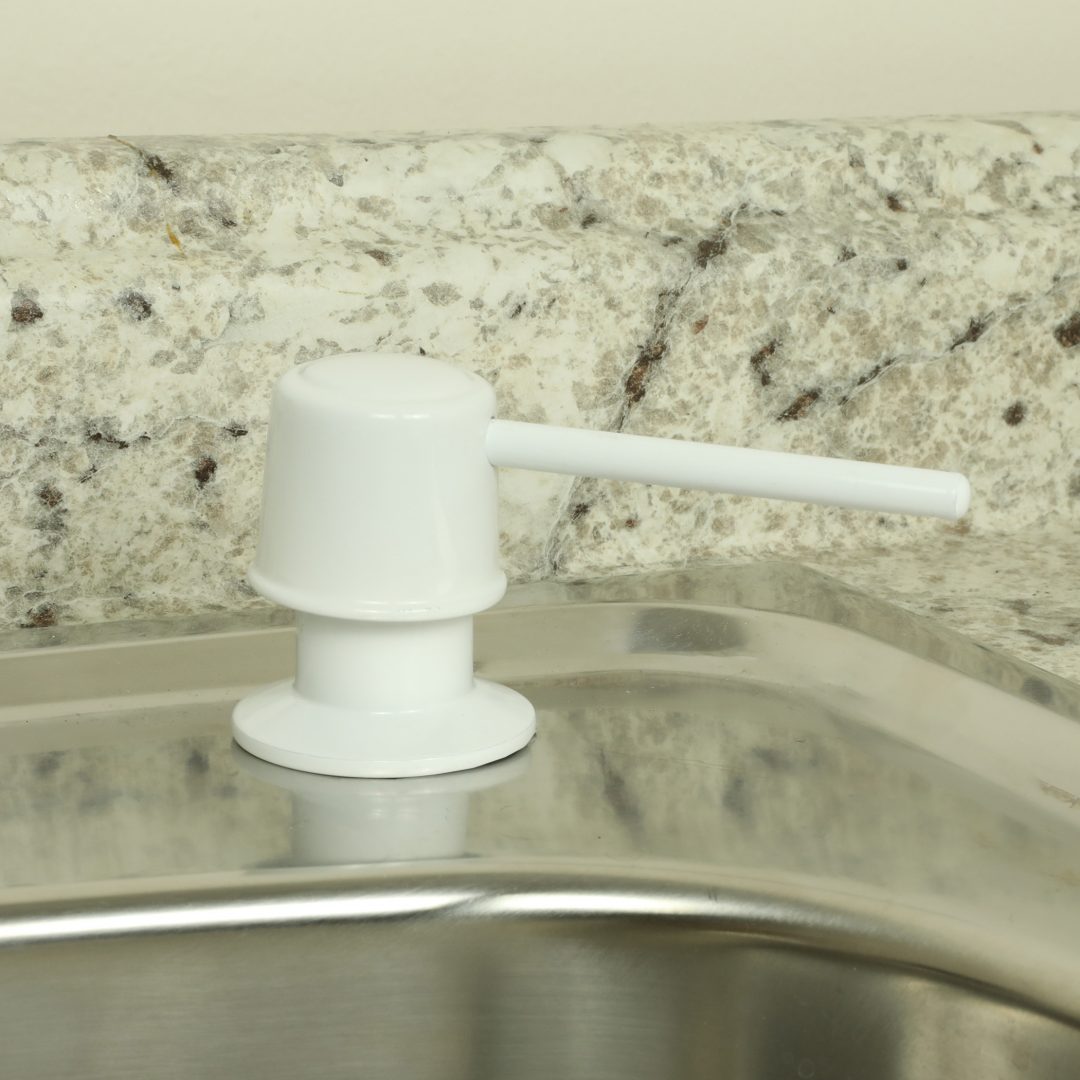 Universal Soap Dispenser with Straight Nozzle in White Danco