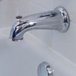 6 in. Decorative Tub Spout with Pull Up Diverter in Chrome