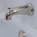 6 in. Decorative Tub Spout with Pull Up Diverter in Brushed Nickel