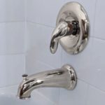 6 in. Decorative Tub Spout with Pull Up Diverter in Brushed Nickel