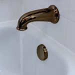 1st image of 8 in. Decorative Tub Spout with Pull Down Diverter in Oil Rubbed Bronze