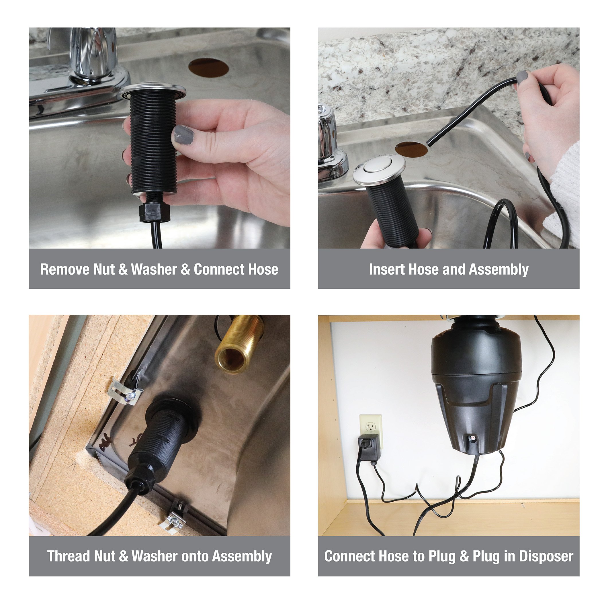Kitchen Sink Top Mount Air Switch for Garbage Disposals in Chrome