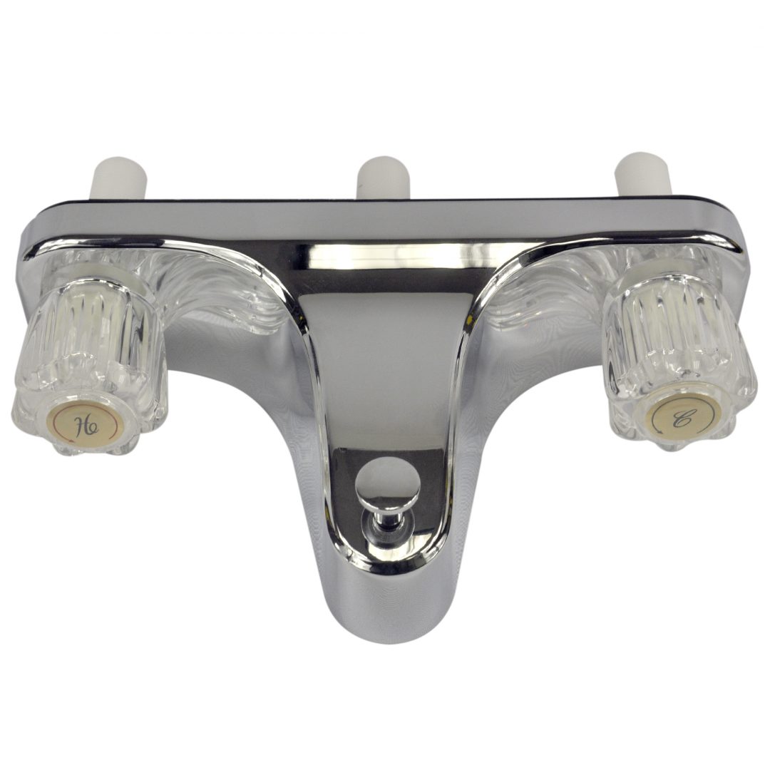 8 in. Mobile Home CenterSet Tub/Shower Faucet with Clear Knob Handles