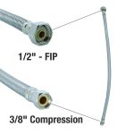 2nd image of 3/8 in. Comp. x 1/2 in. FIP. x 30 in. LGTH Stainless Steel Faucet Supply Line Hose