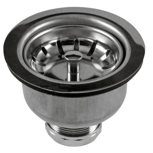 3-1/2 in. Lock-In Fixed Post Basket Strainer Assembly in Stainless Steel