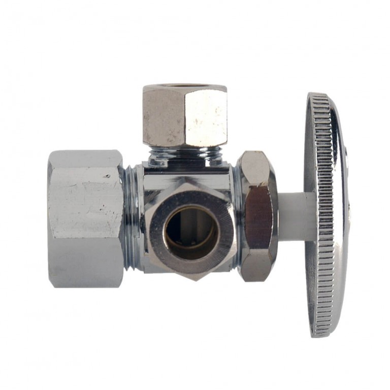 1/2 IPS x 3/8 in . Comp x 3/8 in. Comp. Dual Outlet ShutOff Valve Danco
