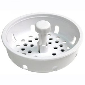 3-1/4 in. Basket Strainer with Stopper in White