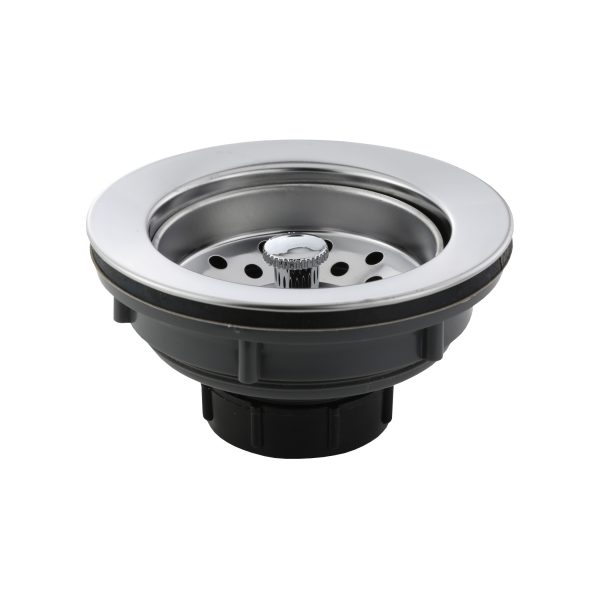 3-1/2 in. Sink Drain Assembly with Plastic Basket Strainer in Chrome