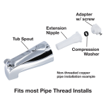 Diverter Tub Spout in Chrome