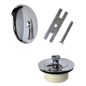 Universal Lift and Turn Tub Drain Trim Kit with Overflow in Chrome