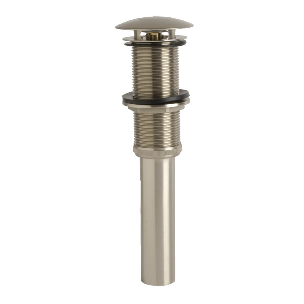 Decorative PushButton Sink Drain without Overflow in Brushed Nickel