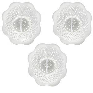 Hair Catcher Bathroom Tub Strainer in White (3-Pack)