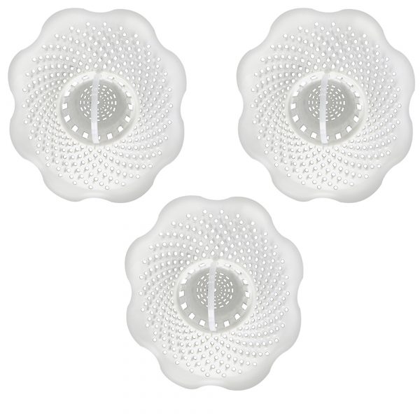 Hair Catcher Bathroom Tub Strainer in White (3-Pack)