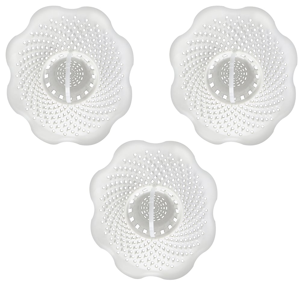 Hair Catcher Bathroom Tub Strainer in White 3 Pack Danco