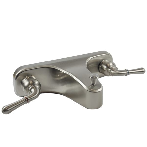 8 in. Mobile Home Off-Set Tub/Shower Faucet with Lever Handles in Brushed Nickel
