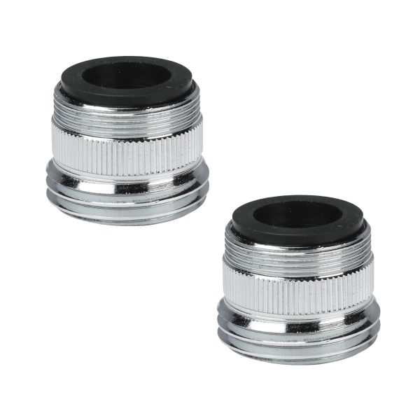15/16”- 27M or 55/64”- 27F X 3/4” GHTM Chrome Garden Hose Adapter (2-Pack)