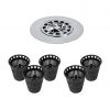 Hair Catcher Shower Drain Cover in Chrome w/ Hair Catcher Replacement Baskets