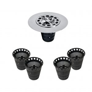 Hair Catcher Shower Drain Cover in Chrome w/ Hair Catcher Replacement Baskets