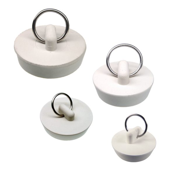Assorted White Rubber Drain Stoppers (4-Pack)