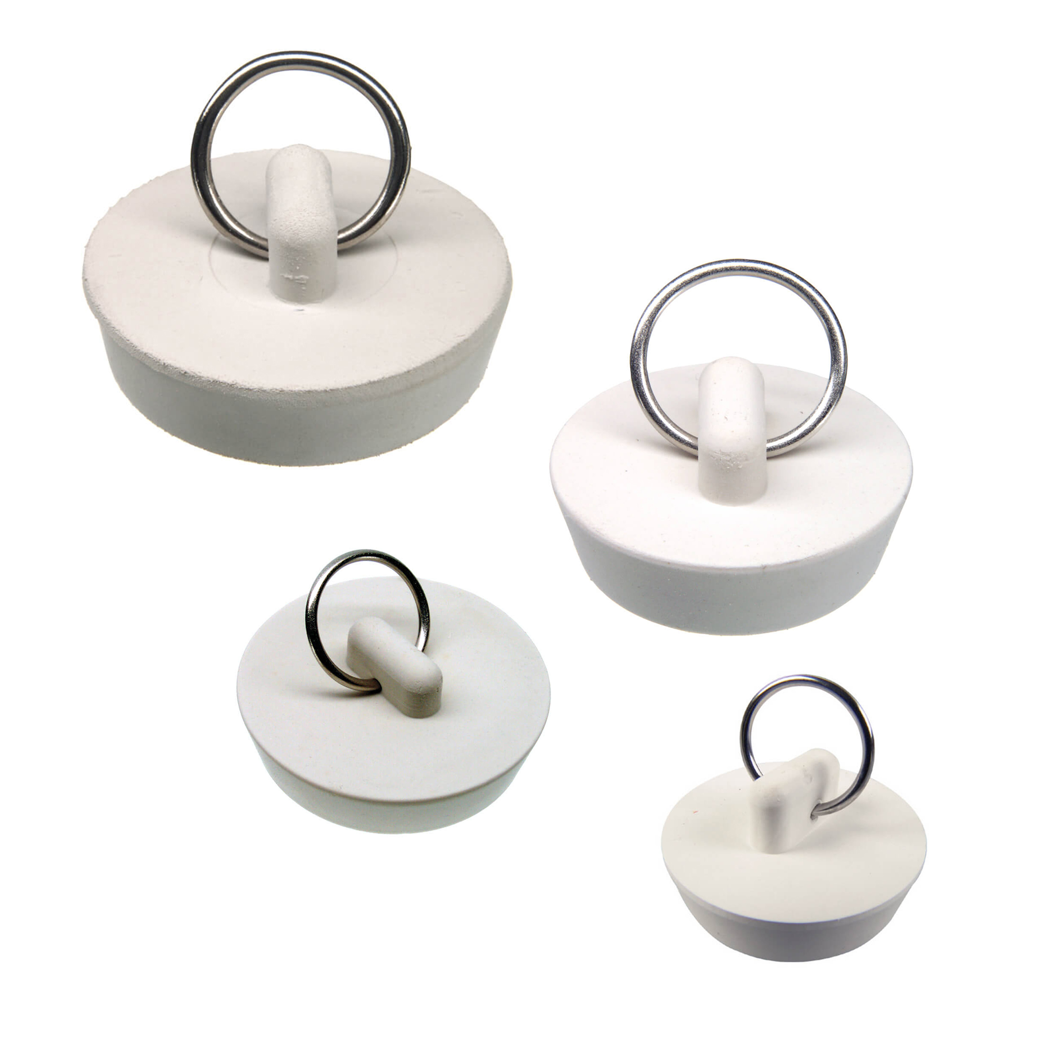 Assorted White Rubber Drain Stoppers (4-Pack) - Danco