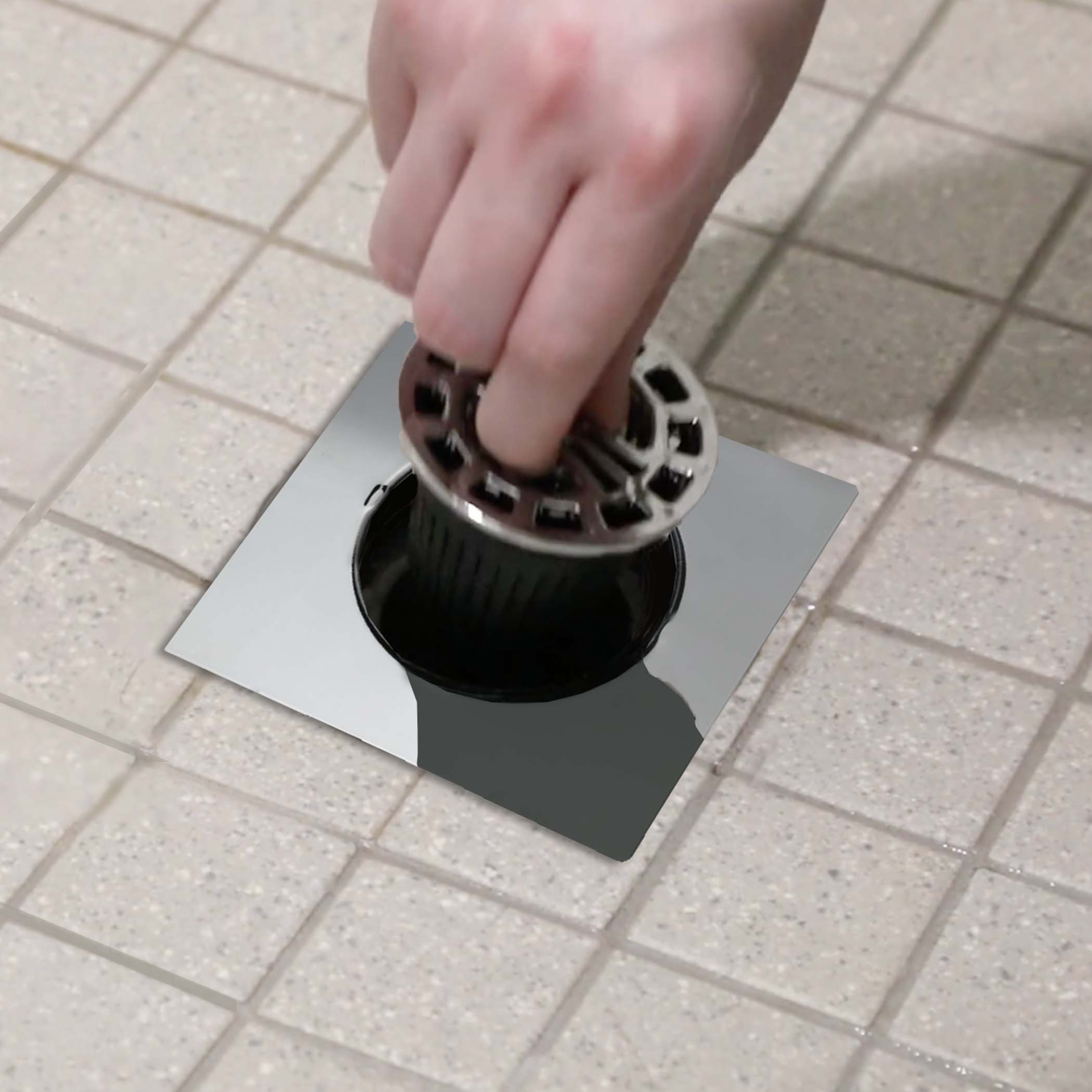 Hair-trap drain in tile shower! 