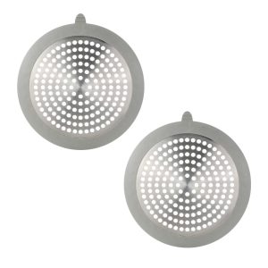 Bathroom Sink/Bathtub Hair Catcher & Drain Protector in Brushed Nickel (2-Pack)