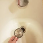 4th image of Bathroom Sink/Bathtub Hair Catcher & Drain Protector in Brushed Nickel