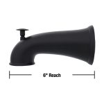 6th image of 6 in. Decorative Tub Spout with Pull Up Diverter in Matte Black