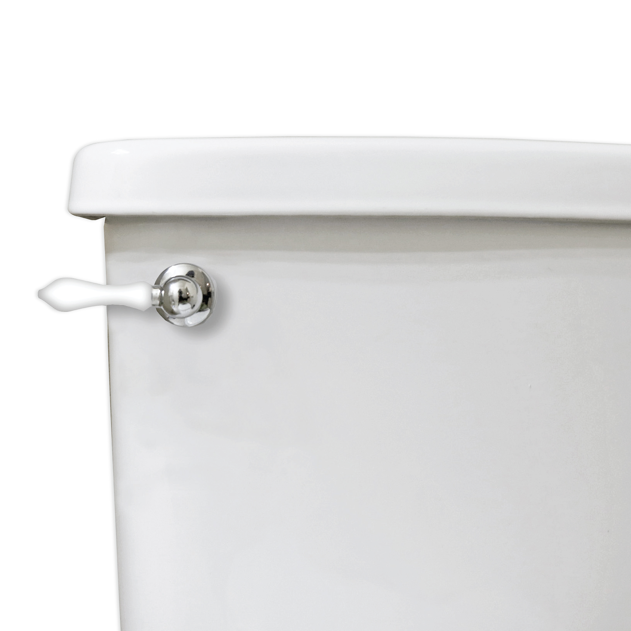 Universal Decorative Toilet Handle in Chrome with White Handle
