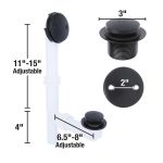3rd image of Touch-Toe Tub Drain Kit with Matte Black Trim
