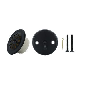 Trip Lever Tub Drain Trim Kit with Overflow in Matte Black